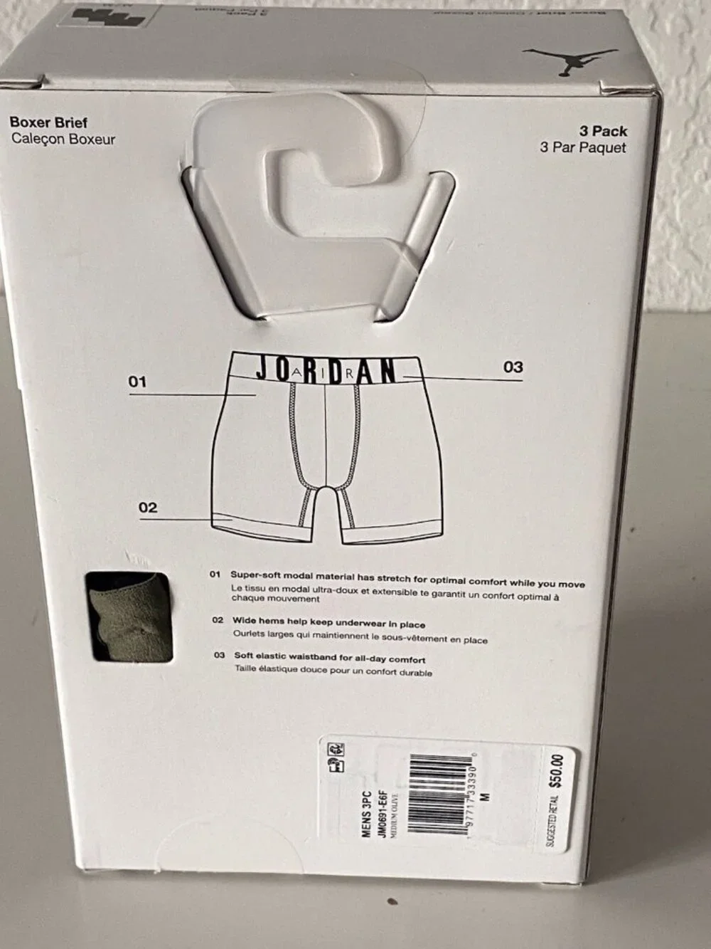 3 Pc Jordan Flight‎ Modal Boxer Brief JM0691-E6F Men’s Sz M Olive JM0691-E6F NEW